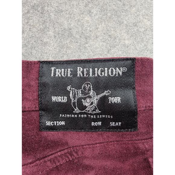 True Religion Jeans Womens 27 Burgundy Jennie Midrise Velveteen Skinny Stretch - Picture 10 of 16